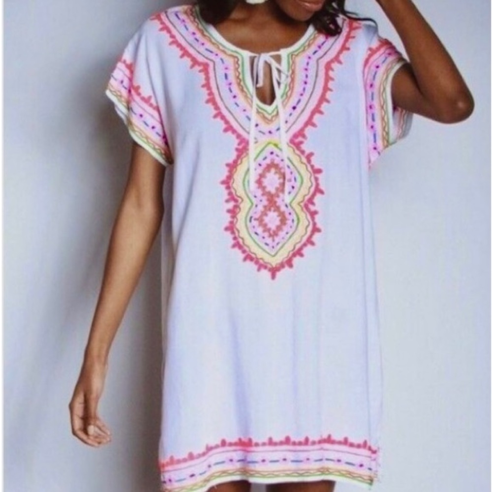 “Debbie Katz” Boho Embroidered Barely Worn Bathing Suit Cover or Long Shirt